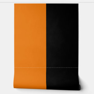 Orange Black Vertical Big Stripes Pattern Wallpaper