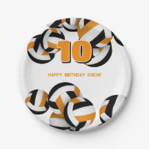 orange black volleyballs kids birthday party