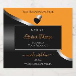 Orange Black Wavy Silver Cute Hearts Product Label