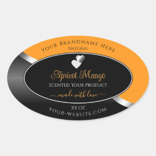 Orange Black Wavy Silver Cute Hearts Product Label