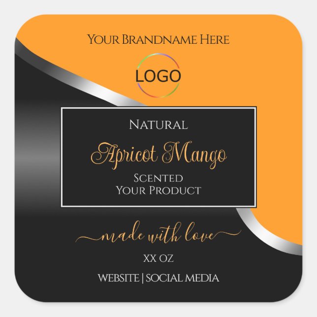 Orange Black Wavy Silver with Logo Product Labels (Front)