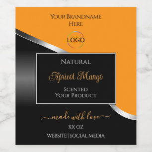 Orange Black Wavy Silver with Logo Product Labels