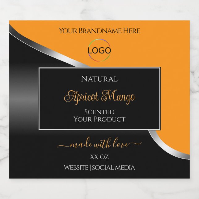 Orange Black Wavy Silver with Logo Product Labels (Single Label)