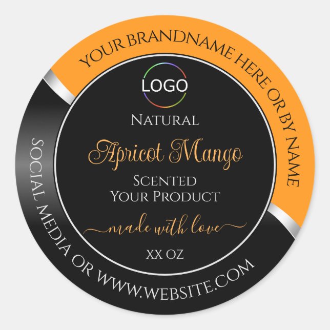 Orange Black Wavy Silver with Logo Product Labels (Front)