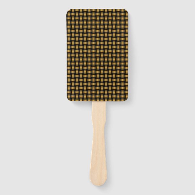 Orange Black Weave Pattern Hand Fan (Front)
