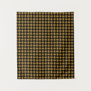 Orange Black Weave Pattern Tapestry