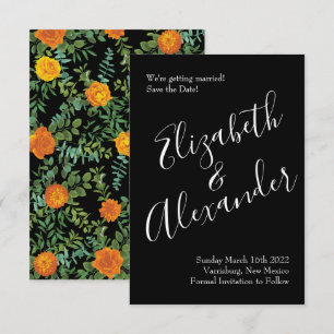 Orange Black Wedding Gothic  Halloween Save Date Invitation