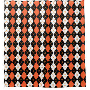 Orange Black White Argyle Diamond Design