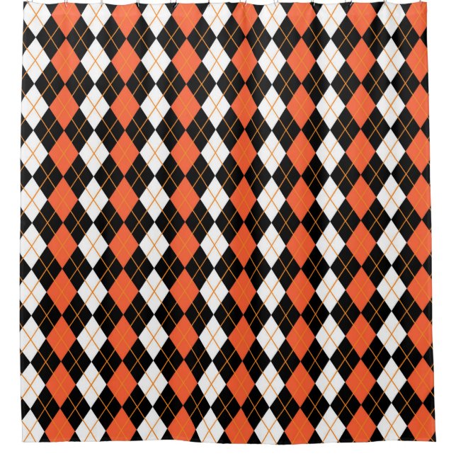 Orange Black White Argyle Diamond Design  (Front)