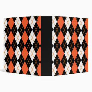 Orange Black White Argyle Diamond Design Binder
