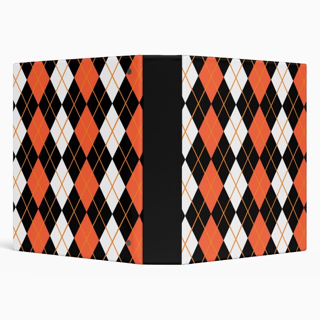 Orange Black White Argyle Diamond Design  Binder (Background)