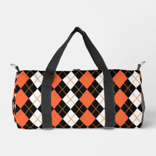 Orange Black White Argyle Diamond Design  Duffle Bag