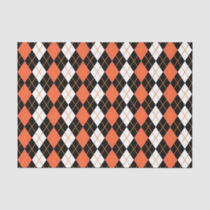 Orange Black White Argyle Diamond Design  Tissue Paper