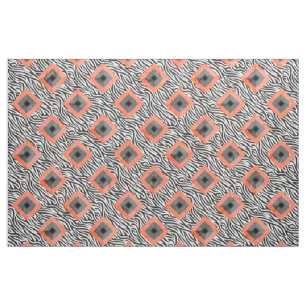 Orange Black White Diamond Pattern Fabric