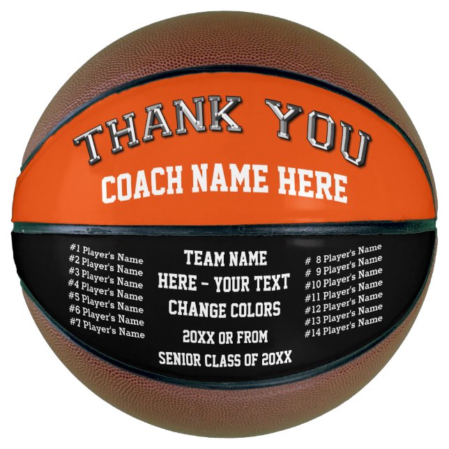Orange Black White Personalized Basketballs (Front)