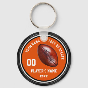 Orange, Black, White Personalized Football Gifts Keychain