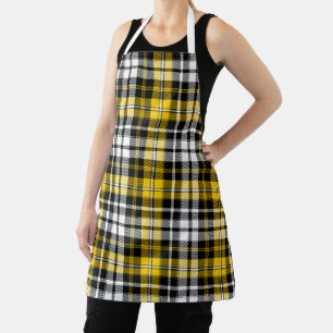 Orange Black White Plaid Tartan Pattern Design  Apron