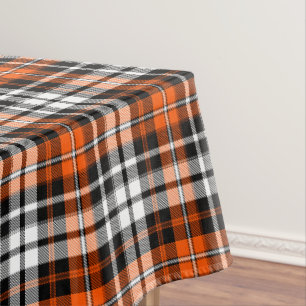 Orange Black White Plaid Tartan Pattern Design  Tablecloth