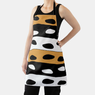 Orange Black White Stripes Apron
