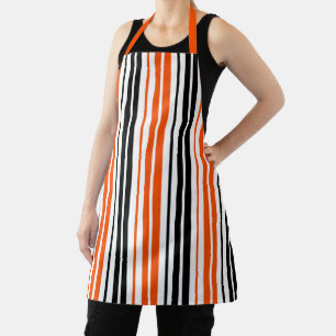 Orange Black White Stripes Pattern Design  Apron