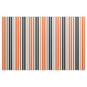 Orange Black White Stripes Pattern Design Fabric