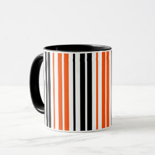 Orange Black White Stripes Pattern Design Mug