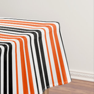 Orange Black White Stripes Pattern Design  Tablecloth