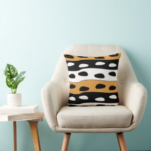 Orange Black White Stripes Throw Pillow