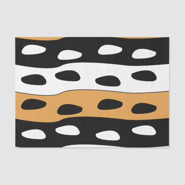 Orange Black White Stripes Tissue Paper (Front)