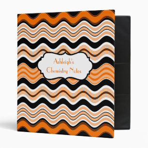 Orange, Black, White Wavy Striped Binder
