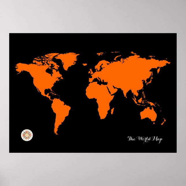 orange black world map poster (Front)