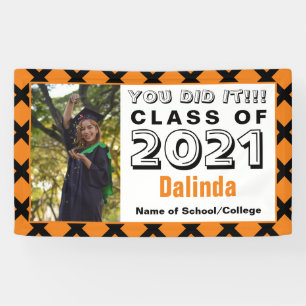 Orange & Black You Did It Graduation Banner
