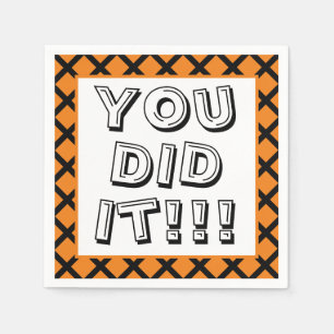 Orange & Black You Did It Graduation Napkin