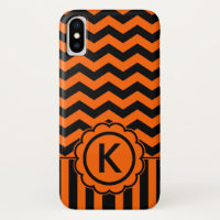 Orange Black Zig Zag Monogram