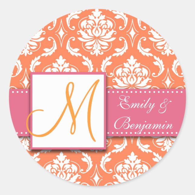 Orange Blanc Damas mariage Favoriser Sticker rose (Devant)