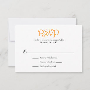 Orange Blanc Plaine Simple Mariage Cartes RSVP
