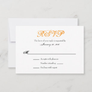 Orange Blanc Plaine Simple Mariage Cartes RSVP