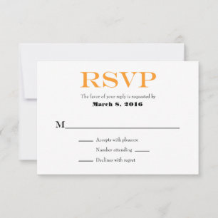 Orange Blanc Plaine Simple Mariage Cartes RSVP