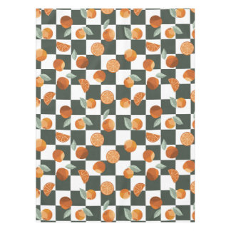 Orange Bliss Dark Teal Checkers Tablecloth
