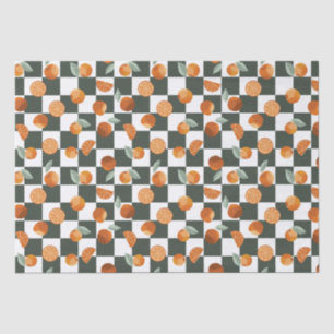 Orange Bliss over Dark Teal Checkers Tissue Paper