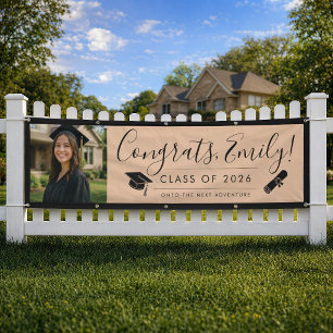 ORANGE & BLK 2026 Graduation Banner with Photo