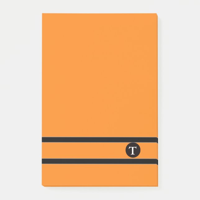 Orange & Blk Strip Monogram Post-it® Notes-II Post-it Notes (Front)