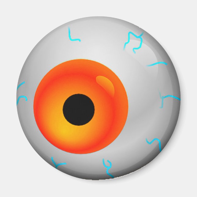 Orange Bloodshot Zombie Eyeball Halloween Magnet (Front)