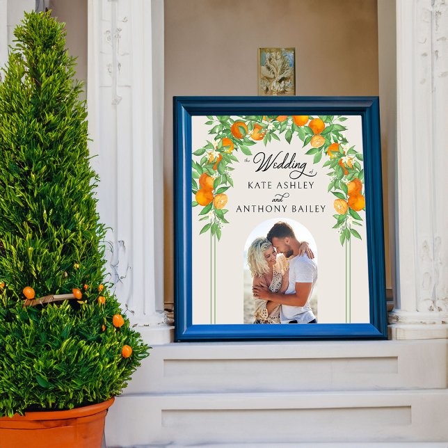 Orange Blossom Arch Wedding Photo Welcome Poster (Wedding Welcome Poster from the Orange Blossom Wedding Collection by Darling & May)