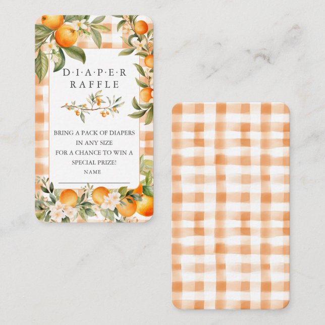 Orange Blossom Bliss Diaper Raffle Ticket Enclosure Card (Front/Back)
