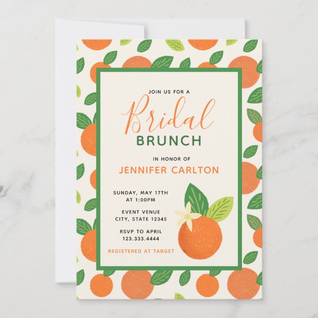 Orange Blossom Bridal Shower Invitation (Front)