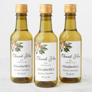 Orange blossom citrus greenery mini wine label