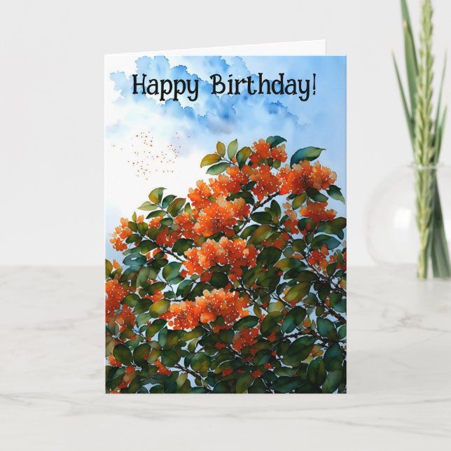 Orange Blossom Flowers Cheerful Birthday Card (Front)