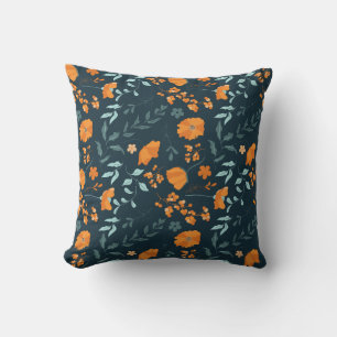 Orange blossom, flowers, seamless pattern. throw pillow
