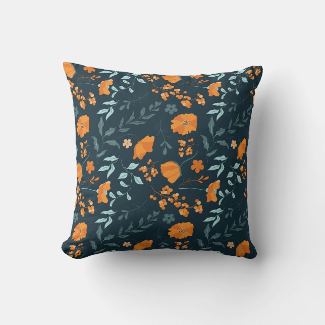 Orange blossom, flowers, seamless pattern. throw pillow (Front)